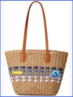 Straw Woven Tote Bag Summer Beach Shoulder Handbag Hobo Purse